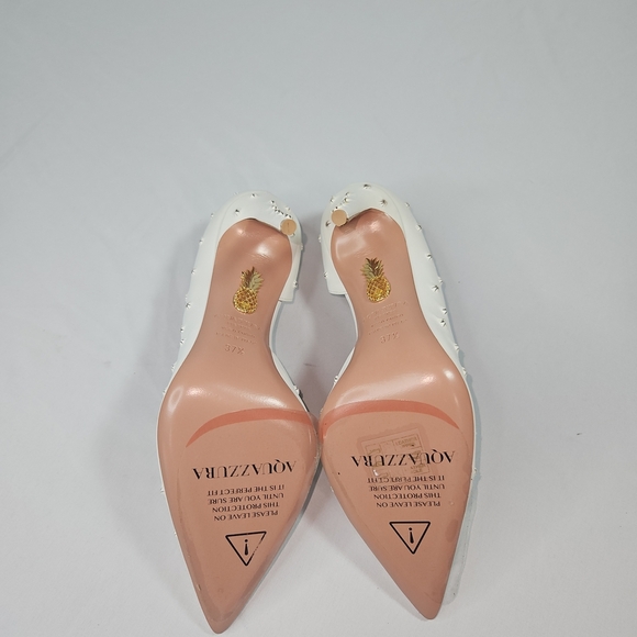 Aquazzura White Stiletto Heels with Studded Embellishments Size 37.5 NWT - Picture 7 of 11